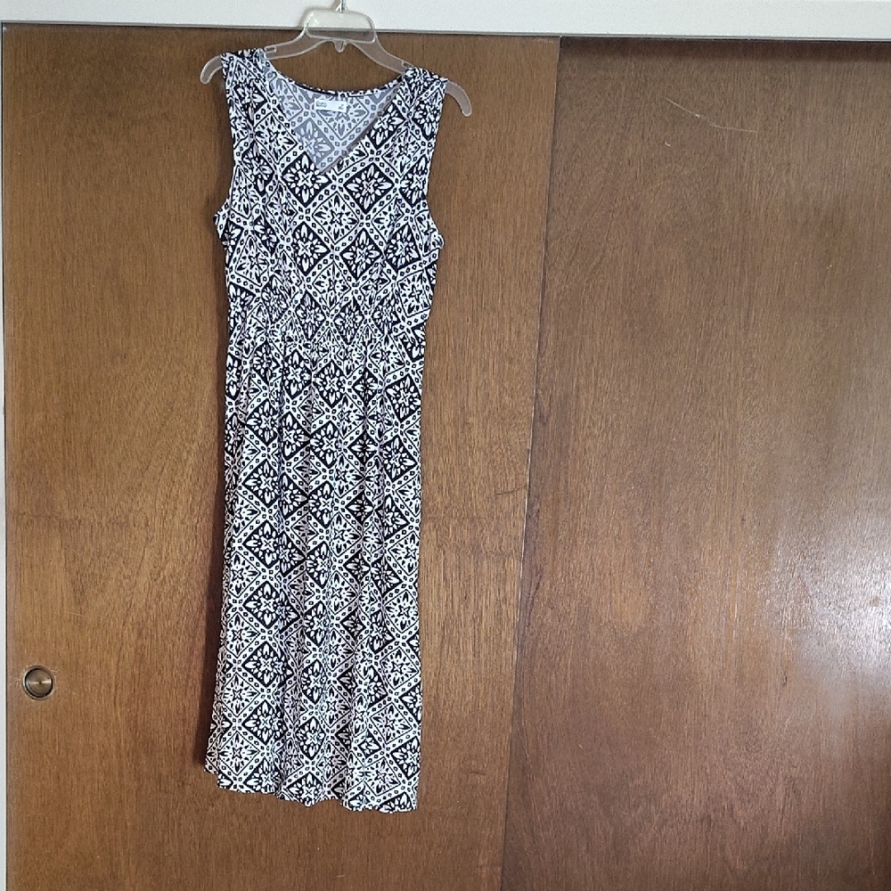 croft & barrow Brown and White Geometric Sleeveless Maxi Dress
